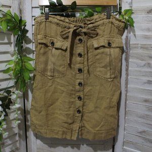 free people tan button up tie waist skirt (1377) 🦋🔮👖